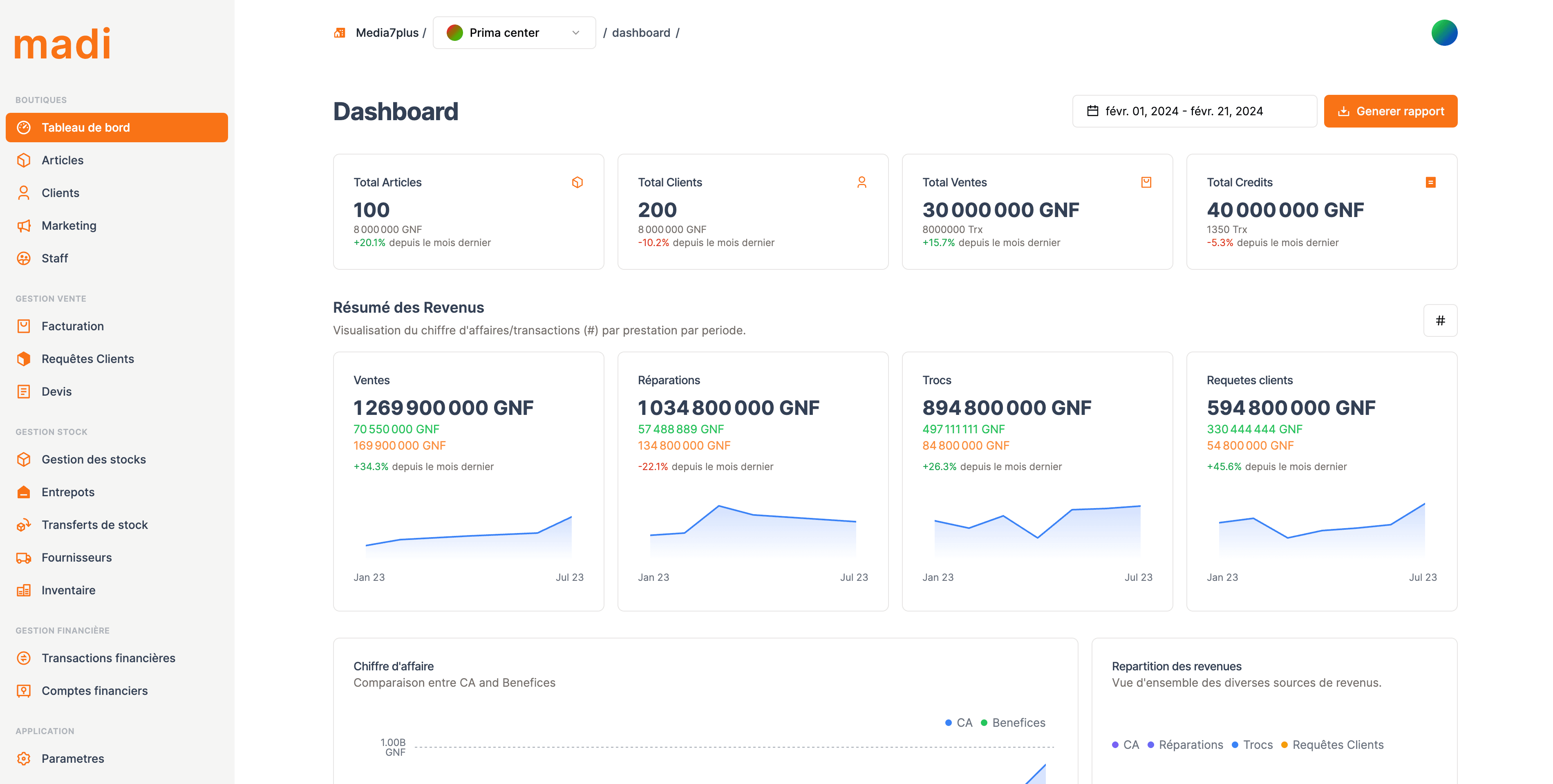 A preview of the Database web app